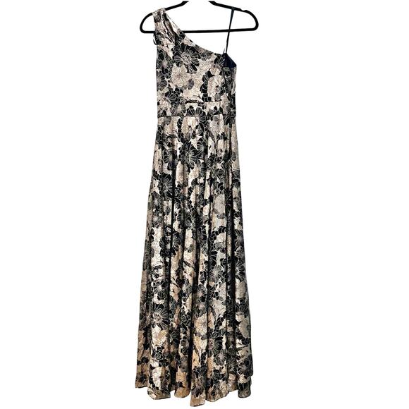 Betsy & Adam Women's Metallic-Floral One-Shoulder High Slit Gown Size 4 NWT - Picture 13 of 14